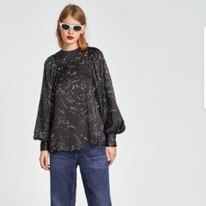 ZARA NEW W/ TAGS Celestial Zodiac Blouse